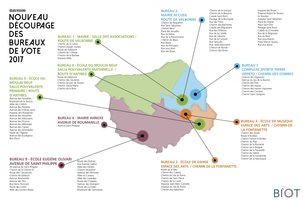 Carte des découpages des breaux de vote