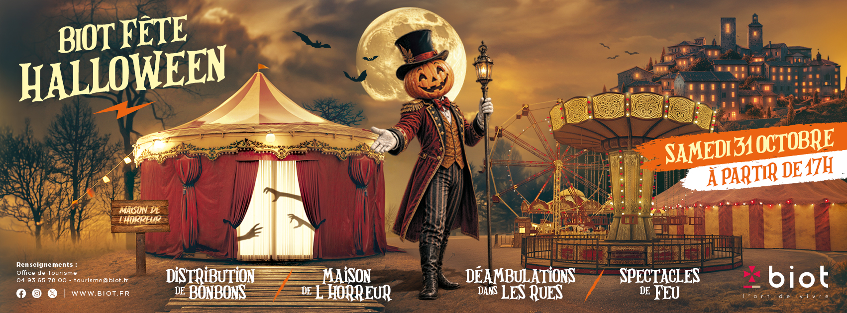 Le cirque des frayeurs s'empare de Biot pour Halloween