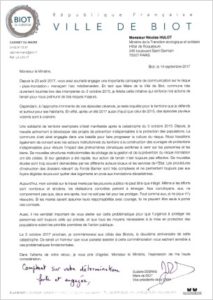 lettre de Mme Debras adressée à Nicolas Hulot