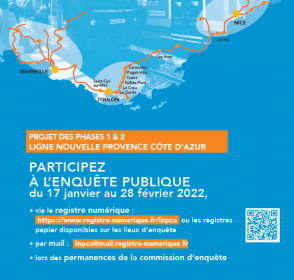 Lancement de l’enquête publique portant sur le projet des phases 1 & 2 de la Ligne Nouvelle Provence Côte d’Azur