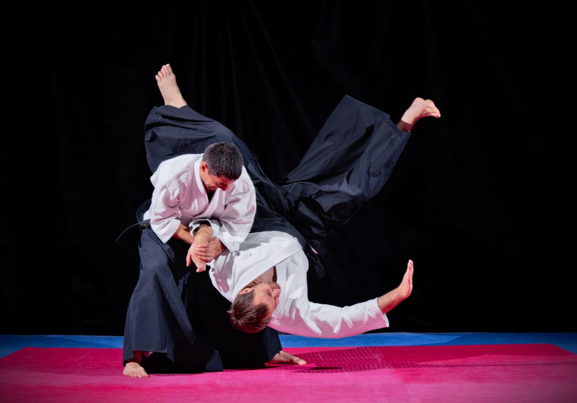Two martial arts fighters on black